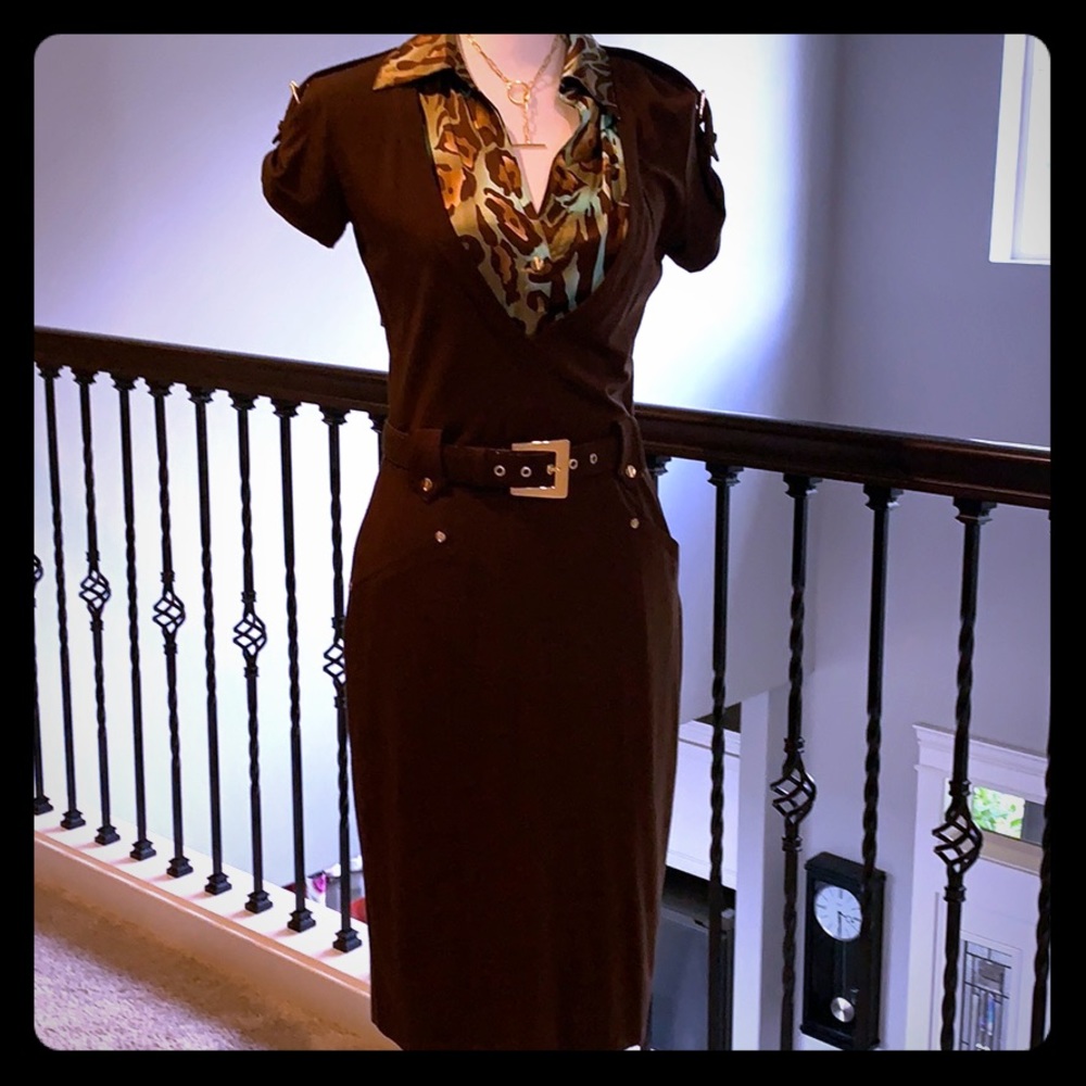 Cache Short Sleeve Chocolate Brown Dress - sz 10